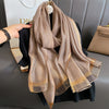 Women’s Striped Polyester Shawl - Breathable, Sun-Proof Long Scarf, 100% Yarn-Dyed for Spring Autumn Winter