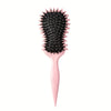 Curl Defining Brush for Curly, Wavy & Coily Hair – Fine-Tooth Nylon Bristles, Non-Slip Grip ABS Handle, Gentle on Sensitive Scalp – Wet/Dry Styling (Pink/Black)
