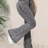 Women's High-Rise Stretch Flare Jeans Snowflake Embellished Slim-Fit Bell Bottoms in Grey, Machine Washable