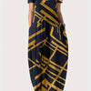 Plus Size Geometric Print Maxi Dress - Stretchy Polyester Knit, Short Sleeve, Round Neck, Pockets