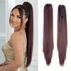 22-Inch (56 cm) Straight Synthetic Ponytail Extension with Claw Clip - Heat-Resistant Black & White Hairpiece for Women