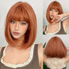 14-Inch (35 cm) Brown Bob Wig with Bangs Short Straight Synthetic Hair for Women — Daily, Party & Cosplay