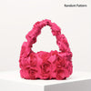 Unique Handle Rose Pattern Evening Clutch - Elegant Polyester Zip Purse for Weddings & Parties, Multiple Colors