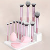 12-Piece Professional Makeup Brush Set with 2 Blending Sponges and Loose Powder Puff