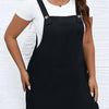 Plus Size Sleeveless Pinafore Dress with Pockets – Square Neck Woven Dress