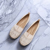 Women's Rhinestone Vintage All-Season Slip-On Penny Loafers – Round Toe Cushioned TPR Sole Flats for Weddings, Parties & Daily Wear
