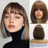 Natural Straight Short Bob Wig 12 in (30 cm), 150% Density Synthetic Hair, Rose Net Cap, Natural-Looking