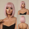 14-Inch (35 cm) Brown Bob Wig with Bangs Short Straight Synthetic Hair for Women — Daily, Party & Cosplay