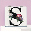 Alphabet Folding Handheld Makeup Mirror for Women & Girls - Floral & Heart Cutout Portable Vanity Mirror A-Z