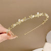 Elegant Golden Floral Bridal Hairband - Zinc Alloy Wedding Headband for Brides, Prom & Formal Events