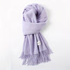 Solid Color Tassel Scarf with Fringe - Lightweight Polyester Shawl for Women