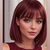Women's Short Wig 12-Inch (30 cm) Light Brown Bangs Straight Heat-Resistant Fiber for Daywear and Anime Cosplay