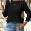 Women's Middle Eastern Style Long Sleeve Knit Pullover – Off-Shoulder Hollow-Sleeve Regular Fit for Spring & Autumn