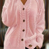 Plus Size Twist-Front Button Cardigan Sweater – V-Neck Long Sleeve Casual Knit