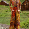 Plus Size Floral Maxi Dress A-Line Long Sleeve Round Neck with Pockets, Machine Washable, Casual & Wedding Guest