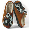 Jack Skellington Plush Slippers for Men & Women – Unisex Cozy Fall/Winter Indoor & Outdoor Slippers, Soft Fabric Lining, TPR Non-Slip Sole, Striped & Cartoon Animal Prints