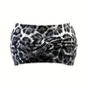 Leopard Print Knit Elastane Yoga Headband - Wide Knotted Sports Sweatband for Women (1pc)