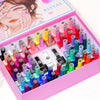 63-Bottle Nail Polish and Nail Glue Kit, Pearlescent & Solid Colors, High-Gloss Long-Lasting DIY Salon Set