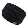 Women's Plush Knit Headband with Faux Fur Pom Pom, Warm Winter Ear Warmer & Christmas Gift