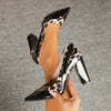 Women's Pointed Toe Block Heel Pumps, Black and White Colorblock, Ultra High Heel, Faux Leather, All-Season