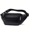 Genuine Top-Grain Leather Waist & Crossbody Pack — Adjustable Zipper Belt Bag with Gold-Tone Hardware (Black/White)