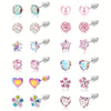 24-Piece Stainless Steel Star & Pink Floral Spiral Earrings Set – Hypoallergenic Studs & Swivel-In Mix