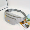 Women's Gray Nylon Fanny Pack - Adjustable Waist Bag with Multiple Zippered Compartments for Running, Travel & Daily Use