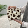 Winter Plush Makeup Bag Polka Dot - Large Capacity Travel Cosmetic Organizer & Wash Bag for Women