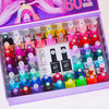 65-Piece Gel Nail Kit — 60 Solid & Glitter Colors, 3 Builder Gels & 2 Nail Files | Long-Lasting Non-Fading DIY Nail Art Kit for Weddings, Parties & Salon Use