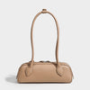 Women's Split Leather Retro Baguette Sausage Bag - Two-Tone Underarm Handbag with Gold-Tone Hardware