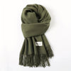 Solid Color Tassel Scarf with Fringe - Lightweight Polyester Shawl for Women