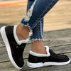Women's Plush-Lined Flat Loafers - Casual Lace-Up Lightweight Low-Top Sneakers
