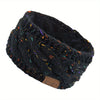 Women's Plush Knit Headband with Faux Fur Pom Pom, Warm Winter Ear Warmer & Christmas Gift