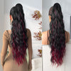28-Inch (71 cm) Heat-Resistant Clip-In Water Wave Ponytail Extension - Synthetic Ombre Hairpiece (Blonde/Brown/Black/Red/Dark Brown) for Women & Girls