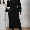 Plus Size Turtleneck Sweaterdress – Long Sleeve Loose Fit Knit Dress for Office to Party, Machine Washable (Fall/Winter)