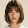 Natural Straight Short Bob Wig 12 in (30 cm), 150% Density Synthetic Hair, Rose Net Cap, Natural-Looking