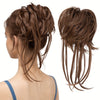 Curly Ponytail Hair Extension with Straight Tail - Messy Bun Hairpiece, Heat-Resistant High-Temperature Fiber Updo for Women