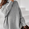 Plus Size Soft & Cozy High-Neck Sweater - Gray Long Sleeve Casual Pullover for Fall/Winter