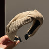 Chic Wide-Brim Knitted Fabric Headband for Women - Knotted Vintage Elegant Hairband (Black, Olive Green, Beige, Brown)