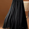 Elegant Black Pleated Maxi Skirt - Woven 100% Polyester, Straight Silhouette, Loose Fit, All-Season