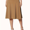 Plus Size Knee-Length Flared Swing Skirt, Solid Color for Spring & Summer