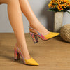 Rainbow Chunky Block Heel Pointed-Toe Non-Slip Slip-On Women's Heeled Sandals
