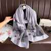 Embroidered Floral Scarf Lightweight Breathable Sunscreen Travel Shawl for Women