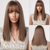 Medium-Long Straight Synthetic Wig with Bangs for Women, Heat Resistant and Beginner-Friendly