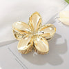 Acrylic Flower Hair Claw - Large Floral Hair Clip, White & Gold, 1pc/2pcs