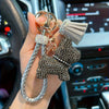 Cute Puppy Keychain with Sparkling Tassels & Bone Charm - Multicolor Dog Collar and Bag Charm (Pink, Black, Blue, Brown)