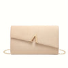 Women's Envelope Evening Clutch – Microfiber Leather Chain Strap Bag with Gold Hardware (Red, Black, Rose, Pink, Apricot, Yellow, Blue, Green)