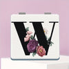 Alphabet Folding Handheld Makeup Mirror for Women & Girls - Floral & Heart Cutout Portable Vanity Mirror A-Z