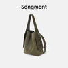 Genuine Leather Crossbody Bucket Bag - Olive Green & Caramel Tan Suede Lining, Ear-Hook Buckle, Single Shoulder Strap