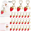 36-Piece (12 Sets) Strawberry Keychain Party Favors - Cute Strawberry Keyring Charms with Thank You Cards & Organza Bags, Zinc Alloy, Wedding & Bridal Shower Favors